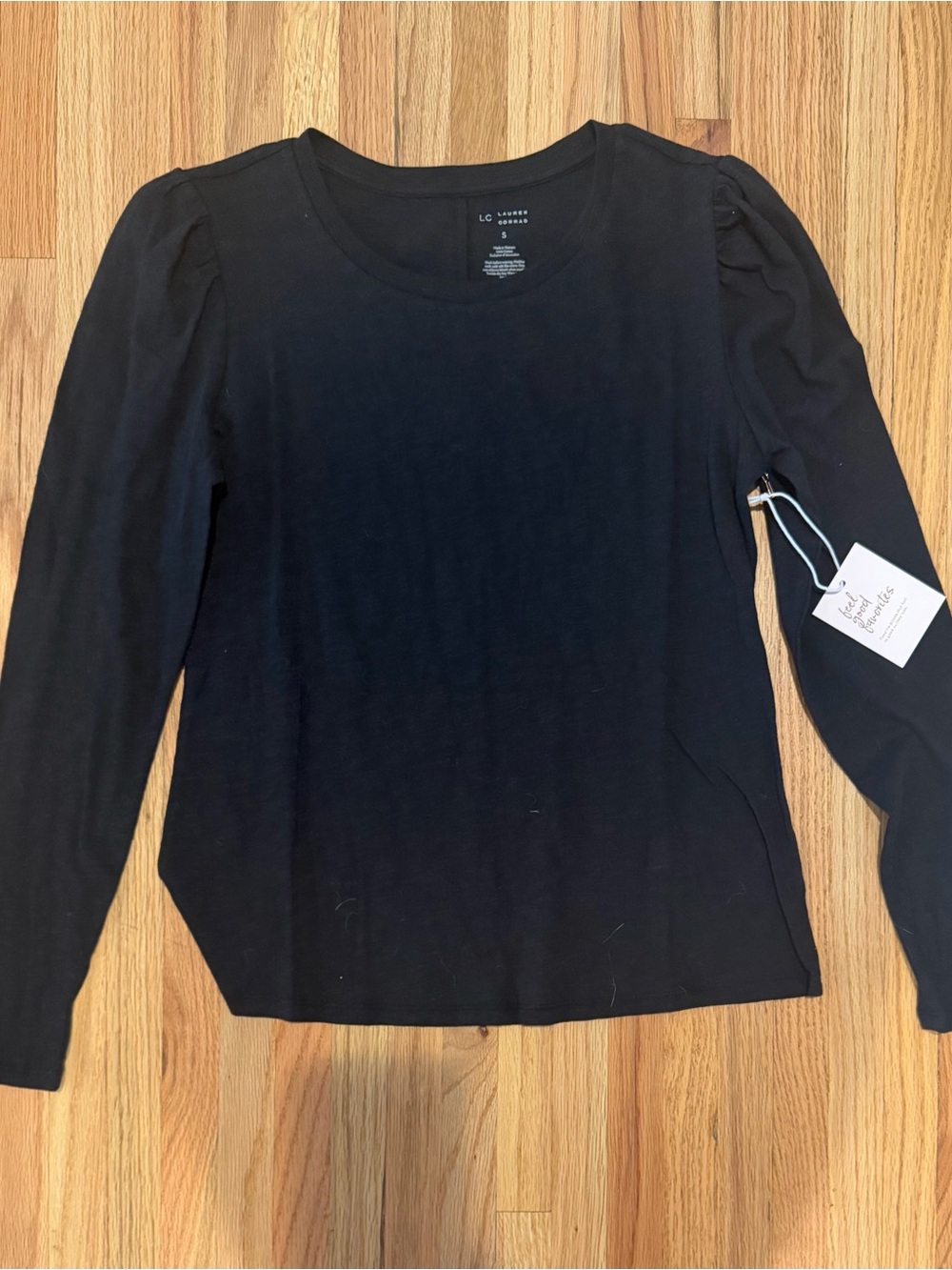 LC Lauren Conrad Black Long-Sleeve Tee with Puff Shoulders
